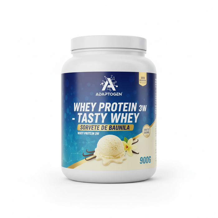WHEY PROTEIN 3W - TASTY WHEY SORVETE DE BAUNILHA - ADAPTOGEN 900G