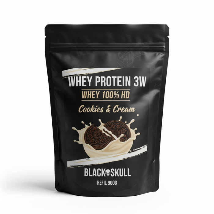 WHEY PROTEIN 3W - WHEY 100% HD COOKIES & CREAM - BLACKSKULL REFIL 900G